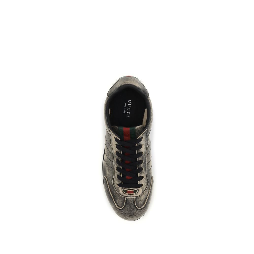 Gucci Schwarze Bos Taurus Kalbsleder Low-Top-Sneaker-4