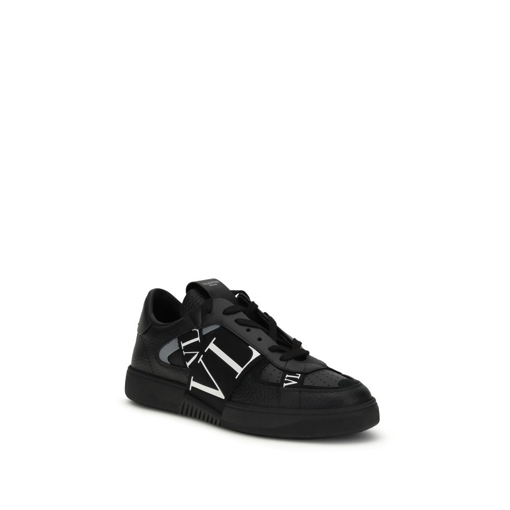 Valentino Garavani Schwarze Bos Taurus Kalbsleder Low-Top-Sneaker-2