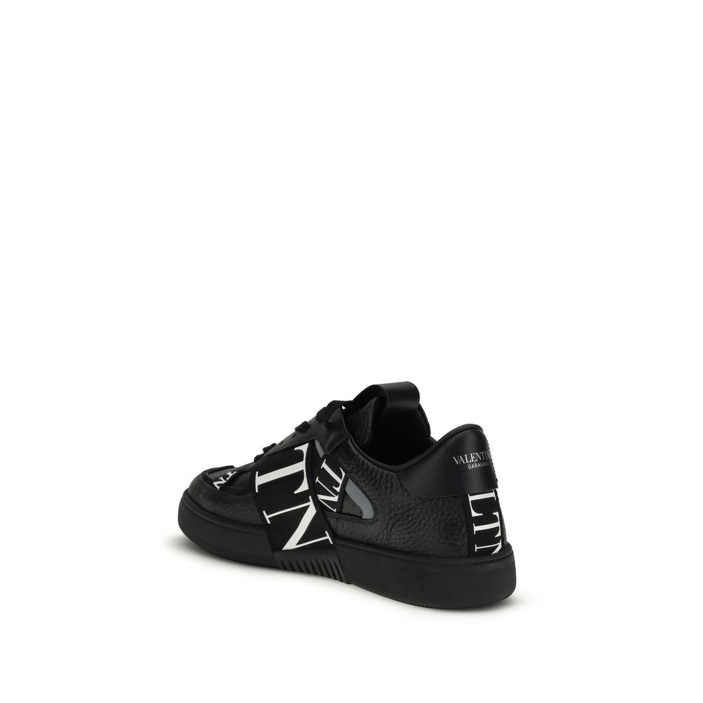 Valentino Garavani Schwarze Bos Taurus Kalbsleder Low-Top-Sneaker-3