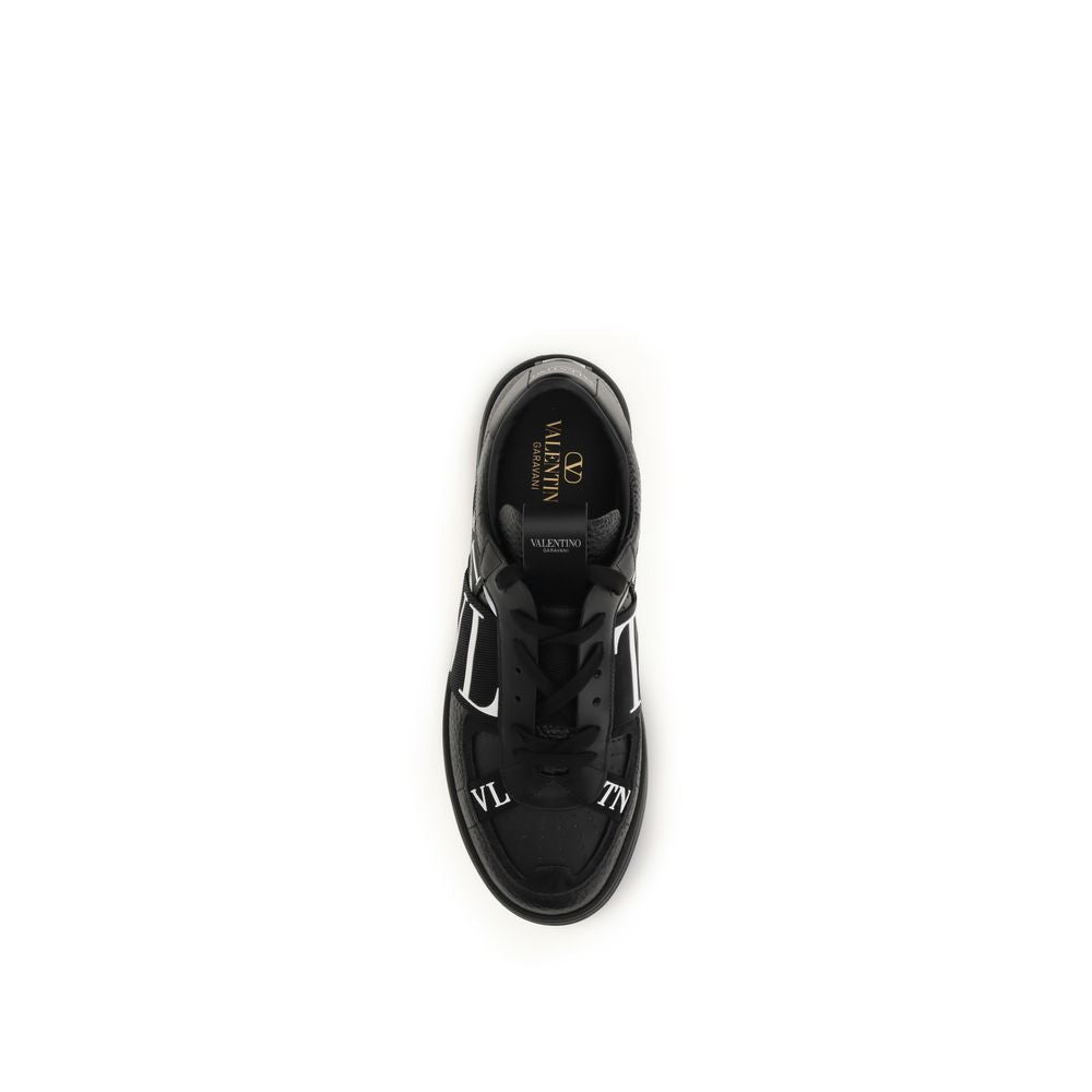 Valentino Garavani Schwarze Bos Taurus Kalbsleder Low-Top-Sneaker-4