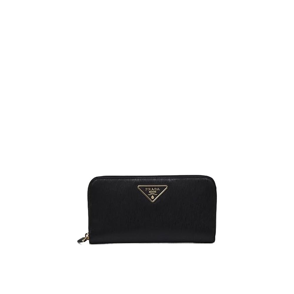Prada Schwarze Kalbsleder-Geldbörse-1
