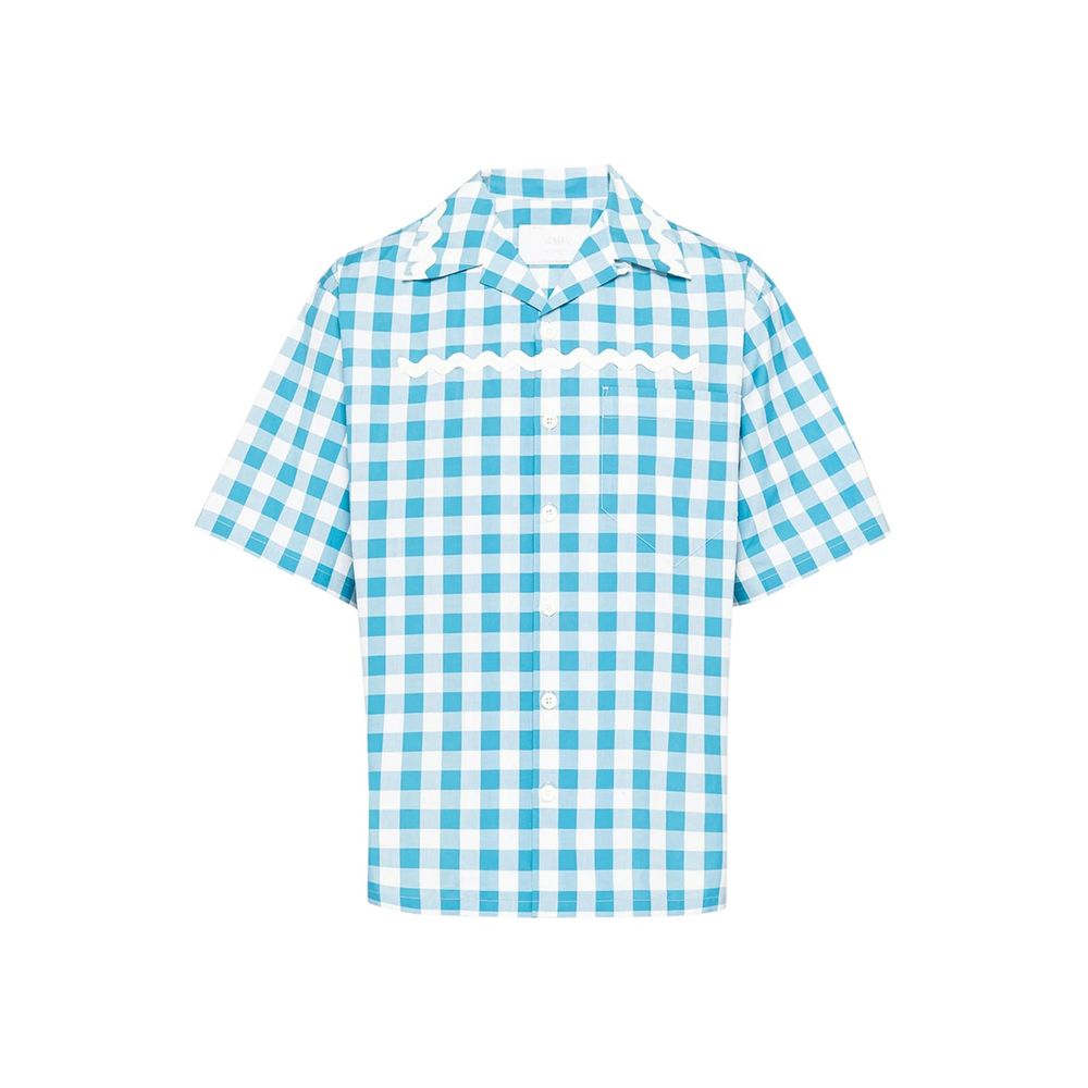 Prada Blaues Baumwollhemd mit Muster-1