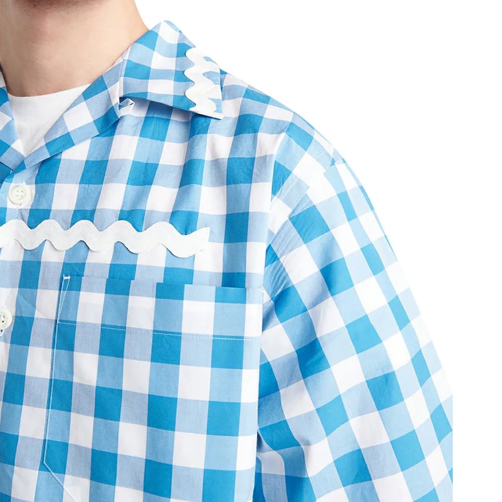 Prada Blaues Baumwollhemd mit Muster-4