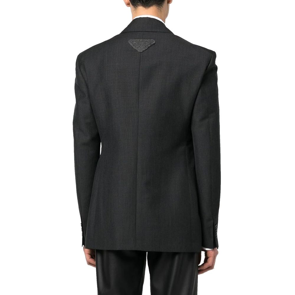 Prada Grauer Wollmantel-3
