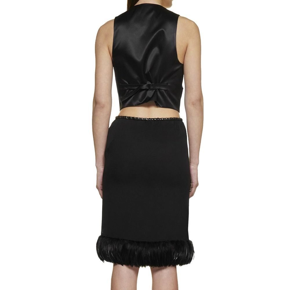Saint Laurent Black Silk Midi Skirt-3