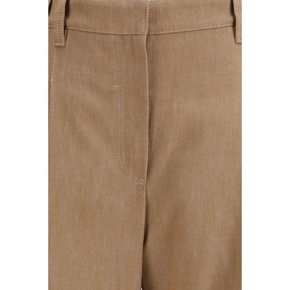 Brunello Cucinelli Brown Cotton Casual Trousers-3