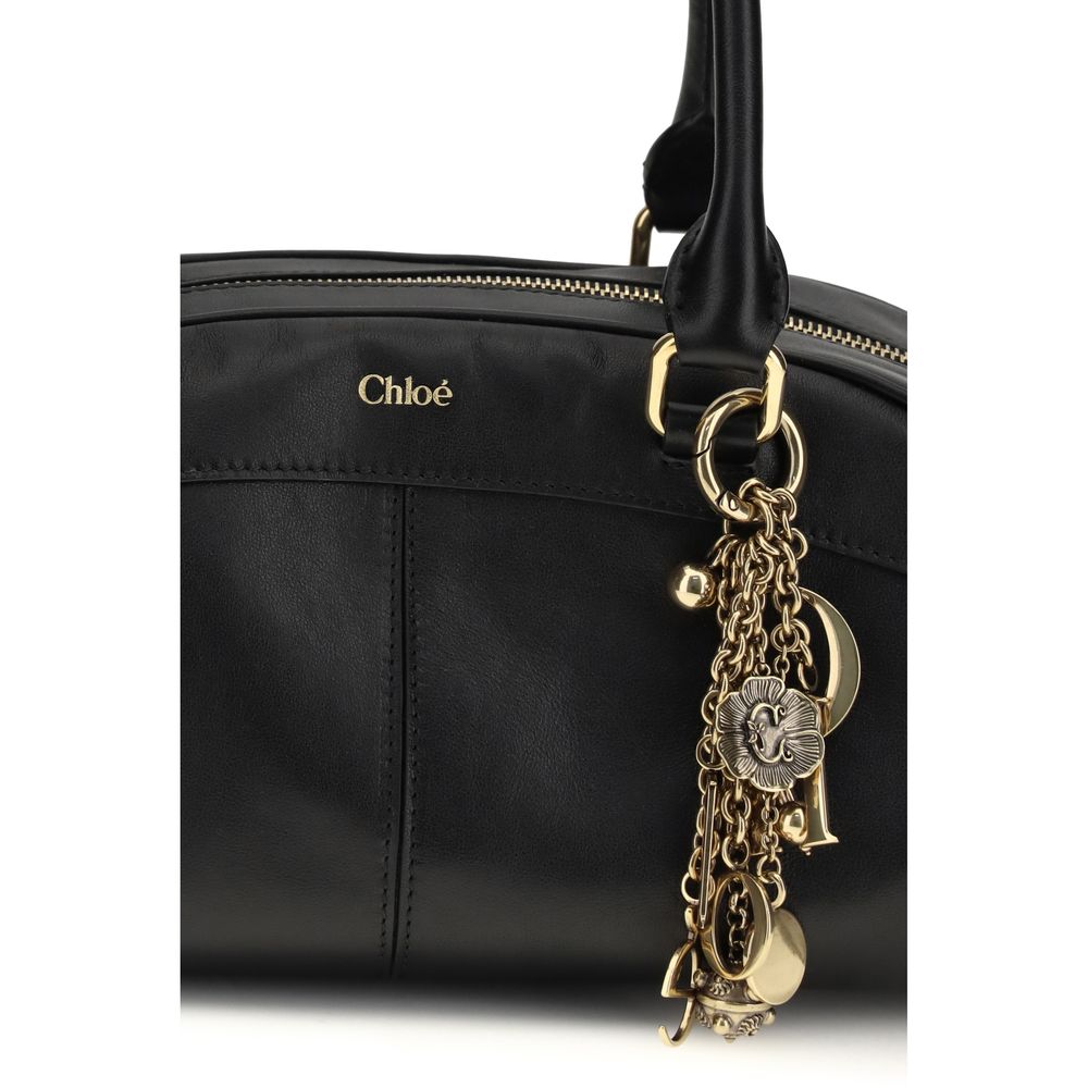 Chloé Schwarze Kalbsleder Bos Taurus Handtasche-4