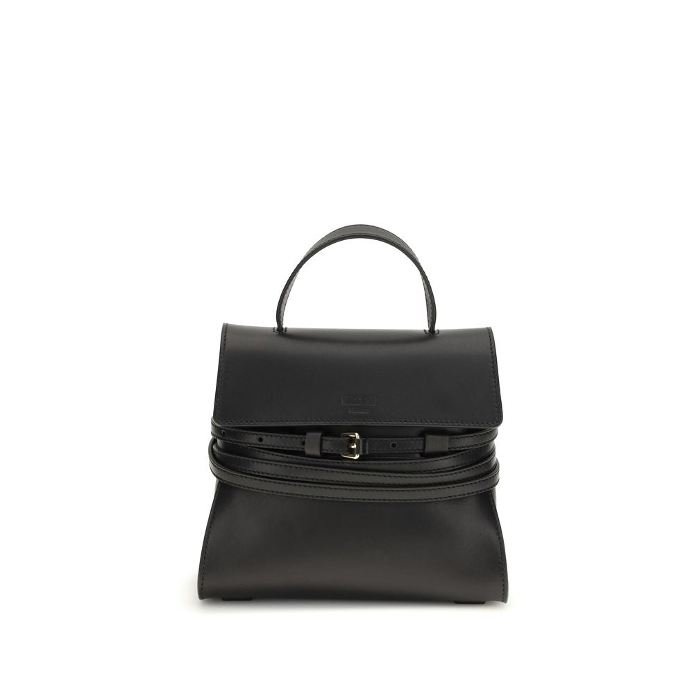 Moschino Schwarze Kalbsleder Bos Taurus Handtasche-1