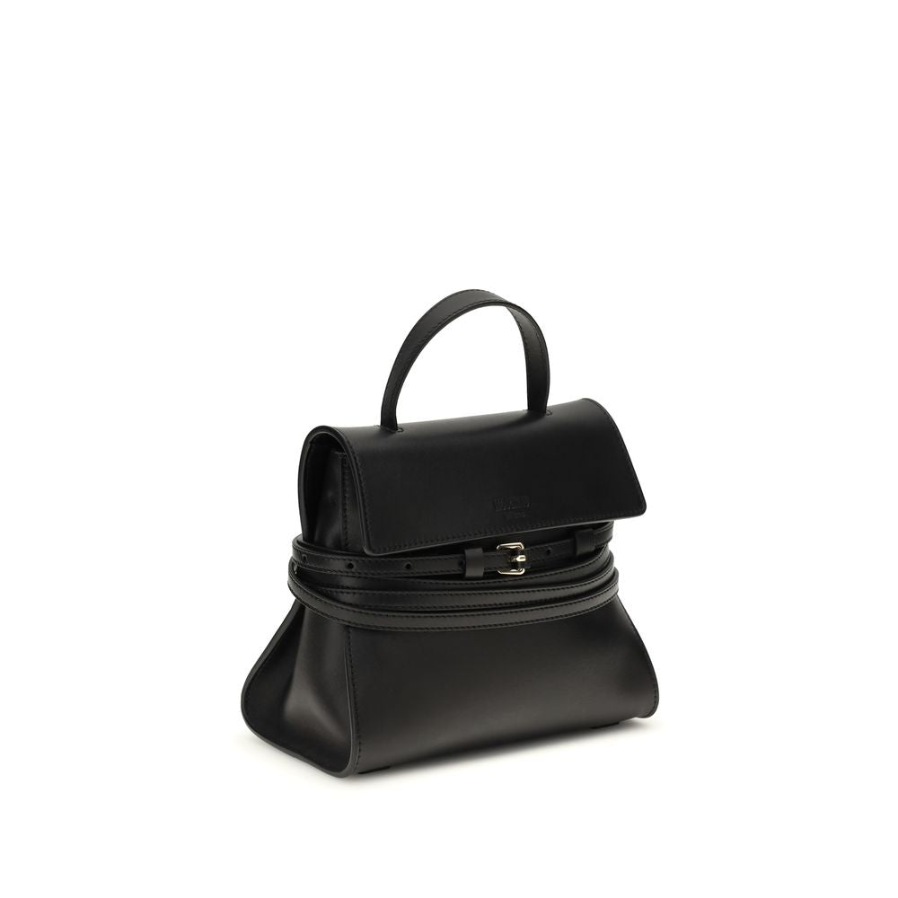 Moschino Schwarze Kalbsleder Bos Taurus Handtasche-2
