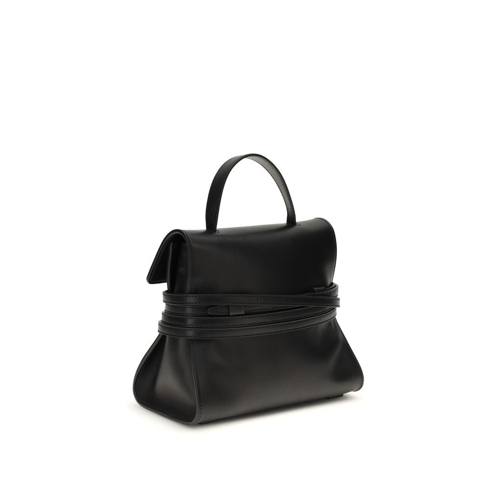Moschino Schwarze Kalbsleder Bos Taurus Handtasche-3