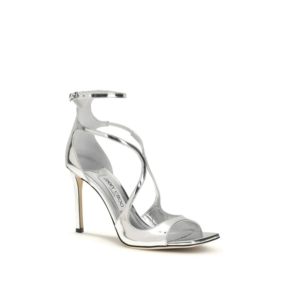 Jimmy Choo Sandaletten aus silbernem Kalbsleder mit Stiletto-Absatz-2