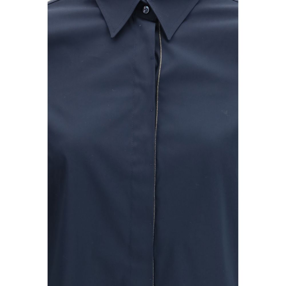 Brunello Cucinelli Blaues Baumwollhemd-3