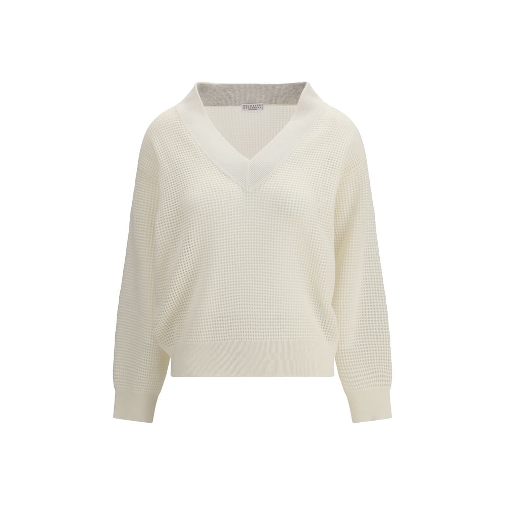 Brunello Cucinelli Beige Cashmere Sweater-1