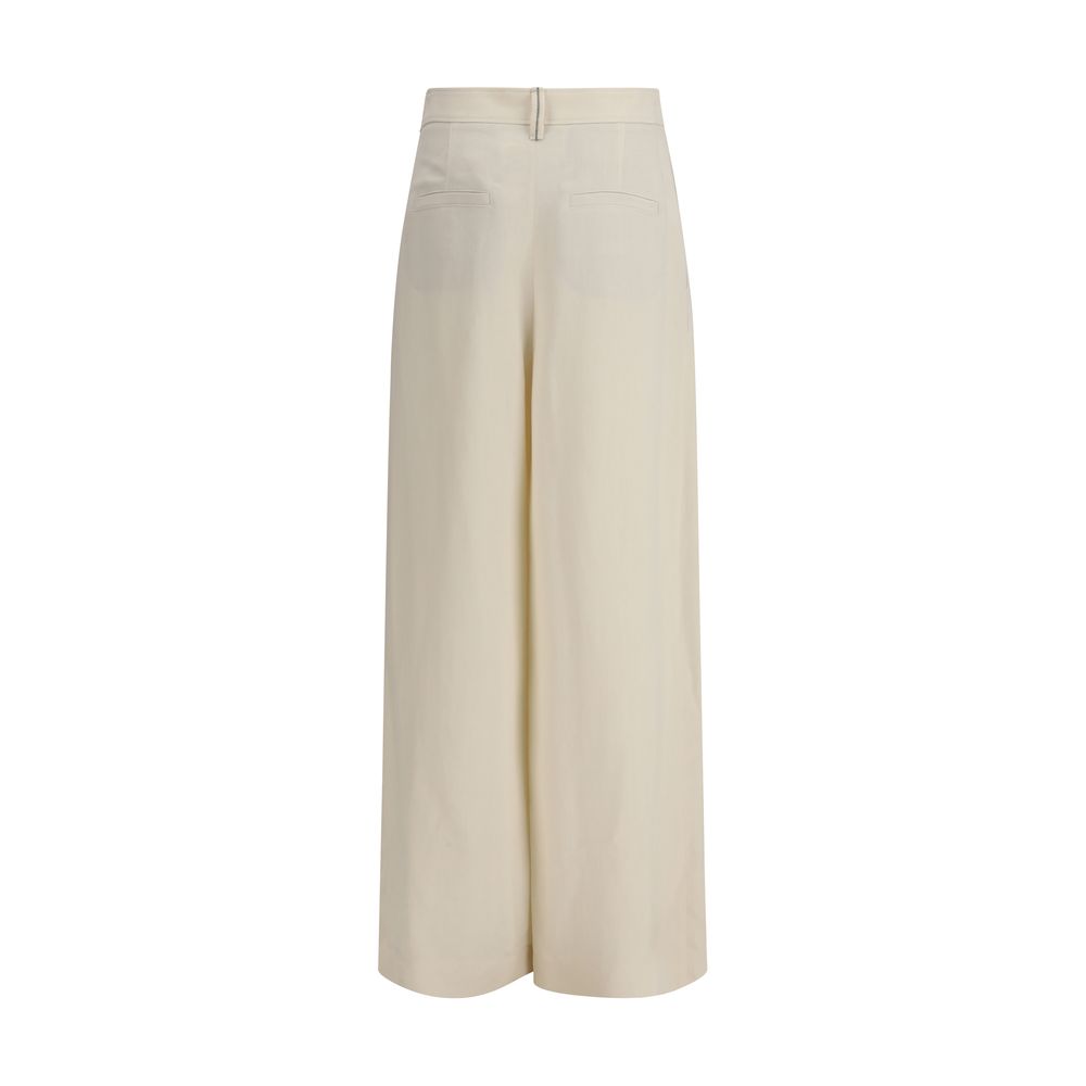 Brunello Cucinelli Beige Viscose Casual Pants-2