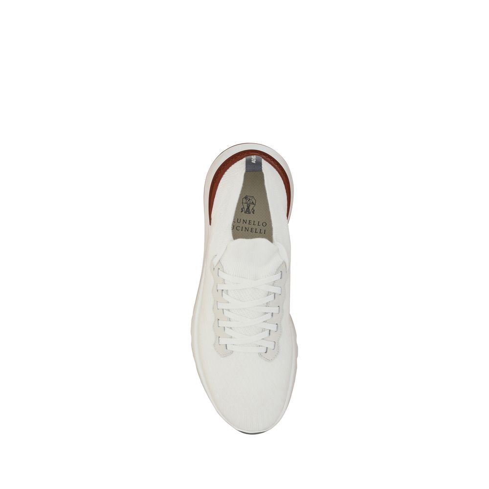 Brunello Cucinelli Weiße Low-Top-Sneaker aus Baumwolle-4