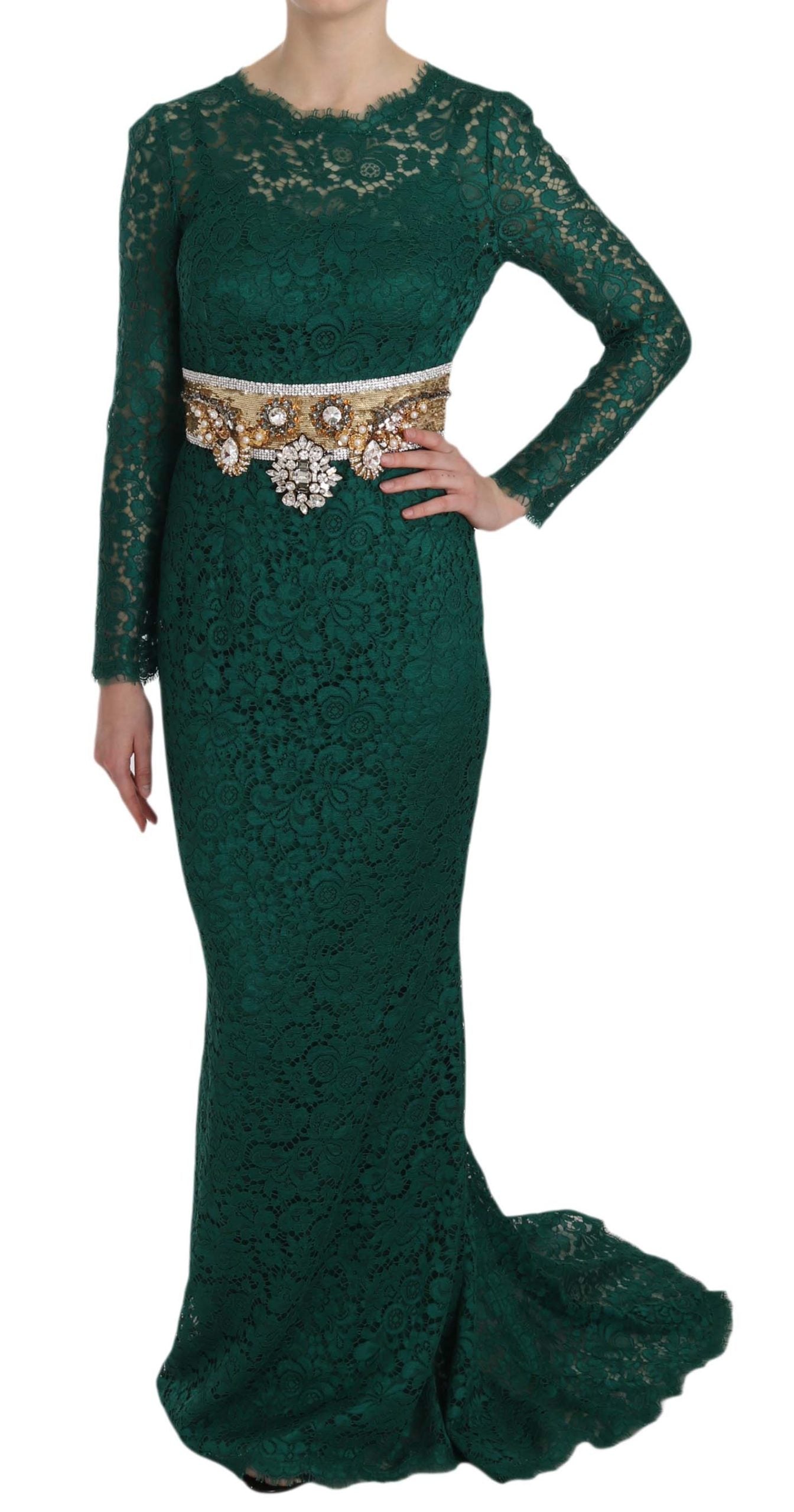 Dolce & Gabbana crystal gold belt lace sheath dress-3
