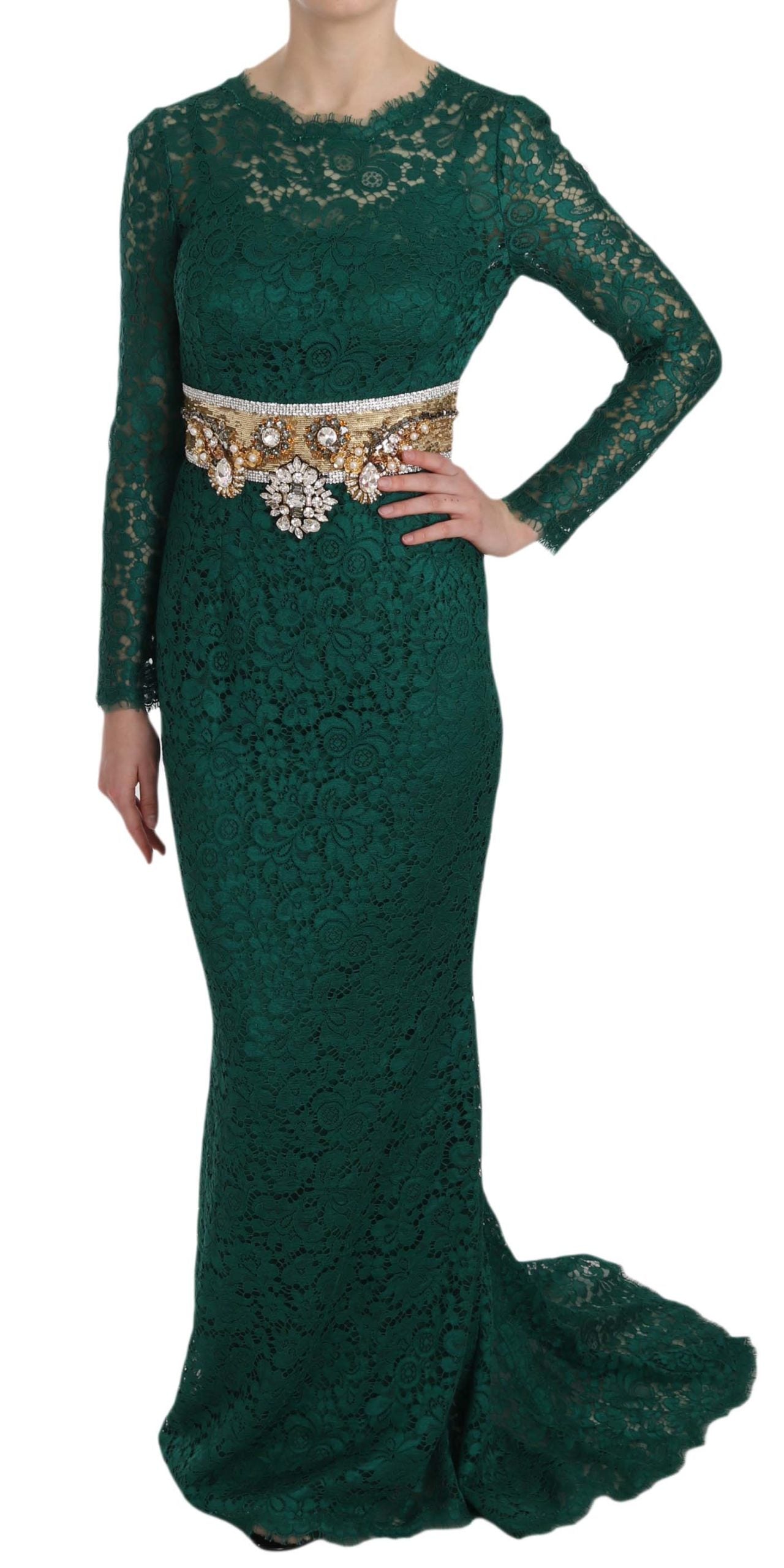 Dolce & Gabbana crystal gold belt lace sheath dress