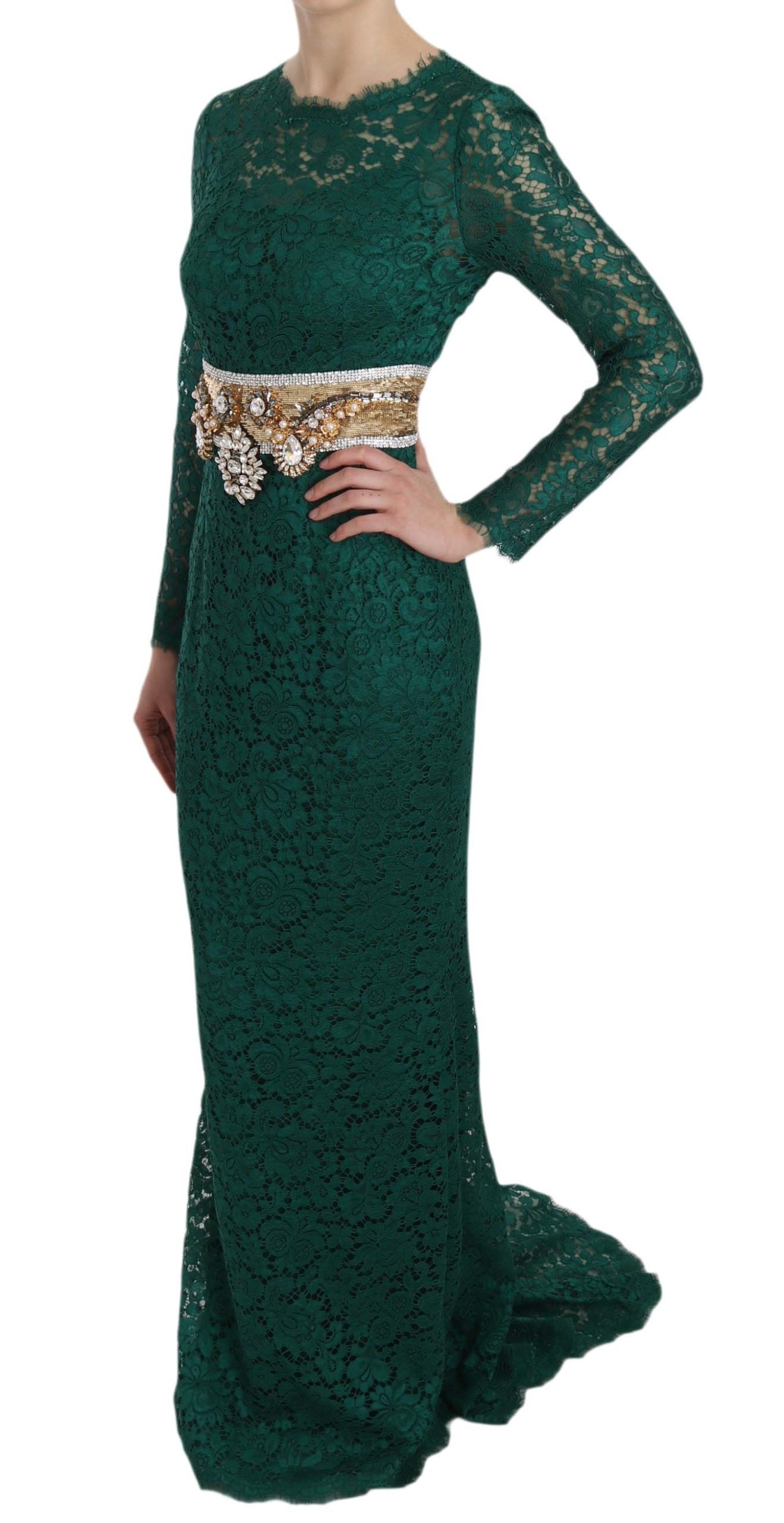 Dolce & Gabbana crystal gold belt lace sheath dress-4