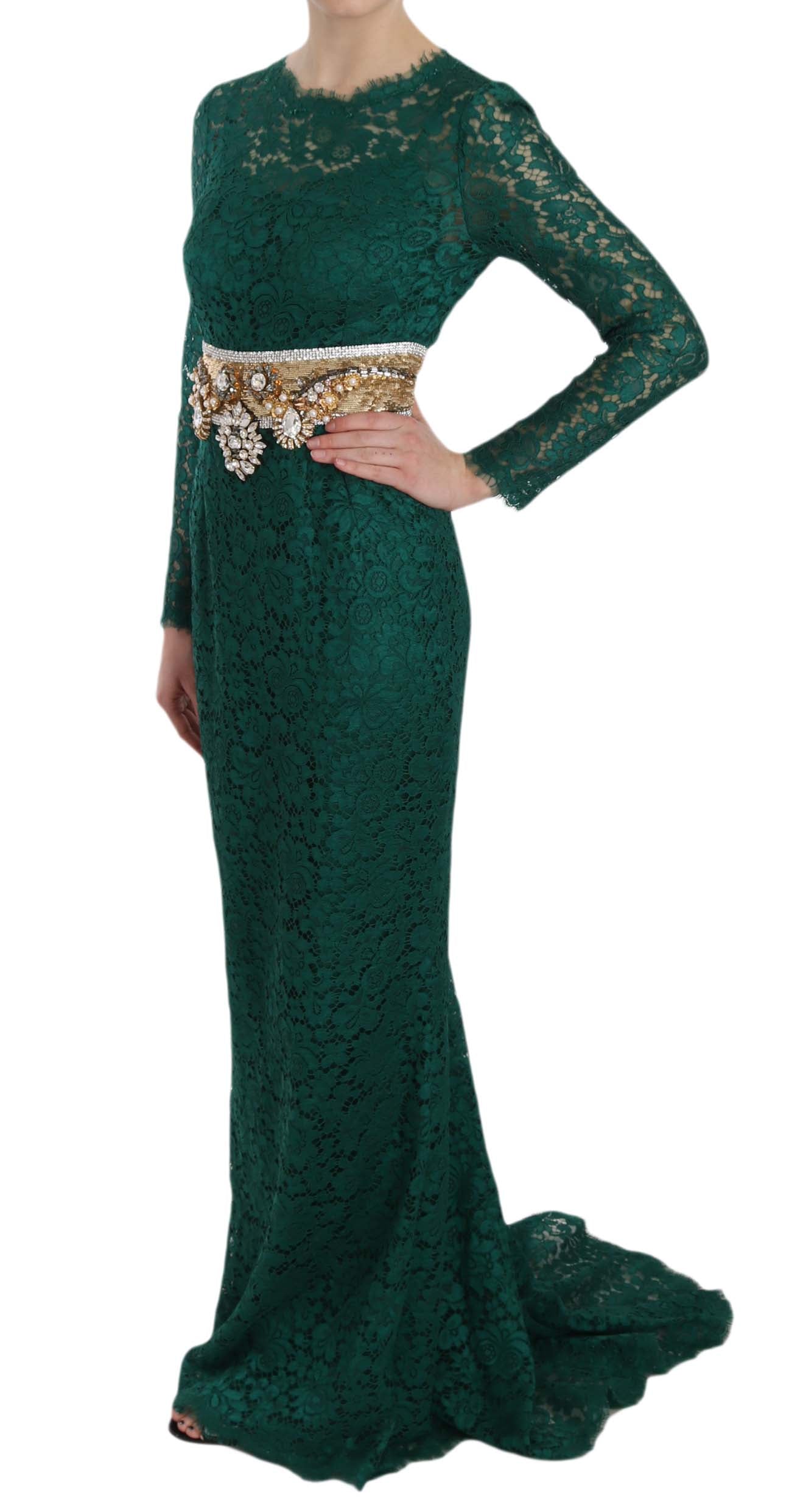 Dolce & Gabbana crystal gold belt lace sheath dress-5