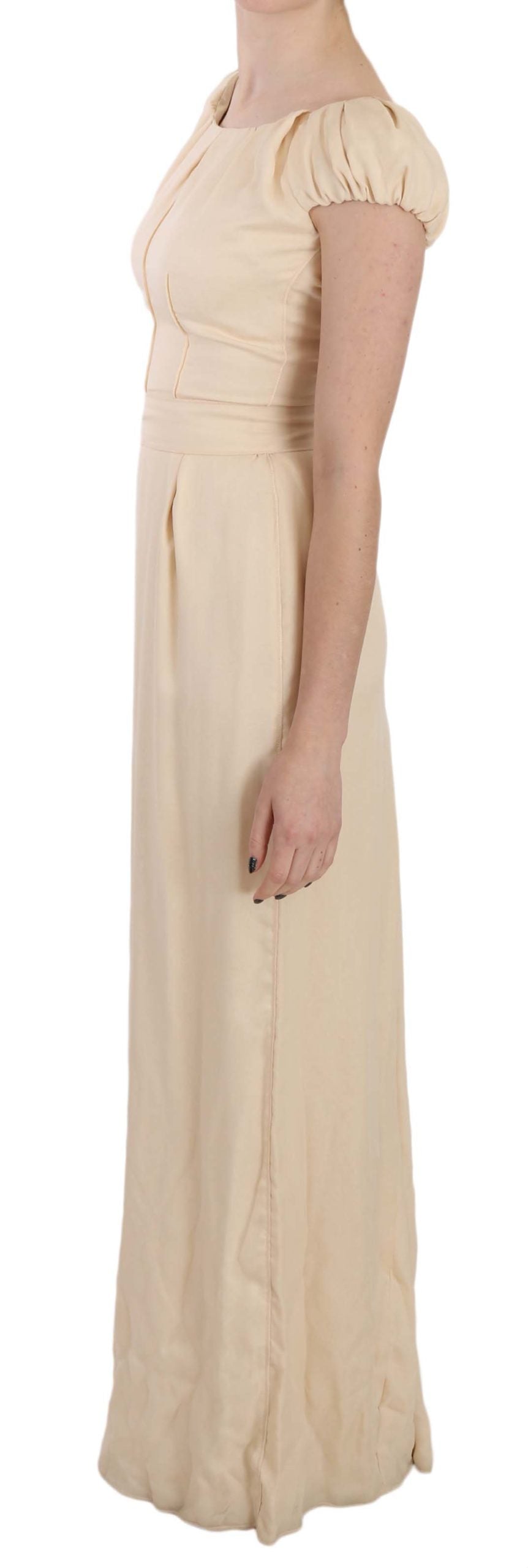 Dolce & Gabbana beige silk dress with hooded sleeves-2