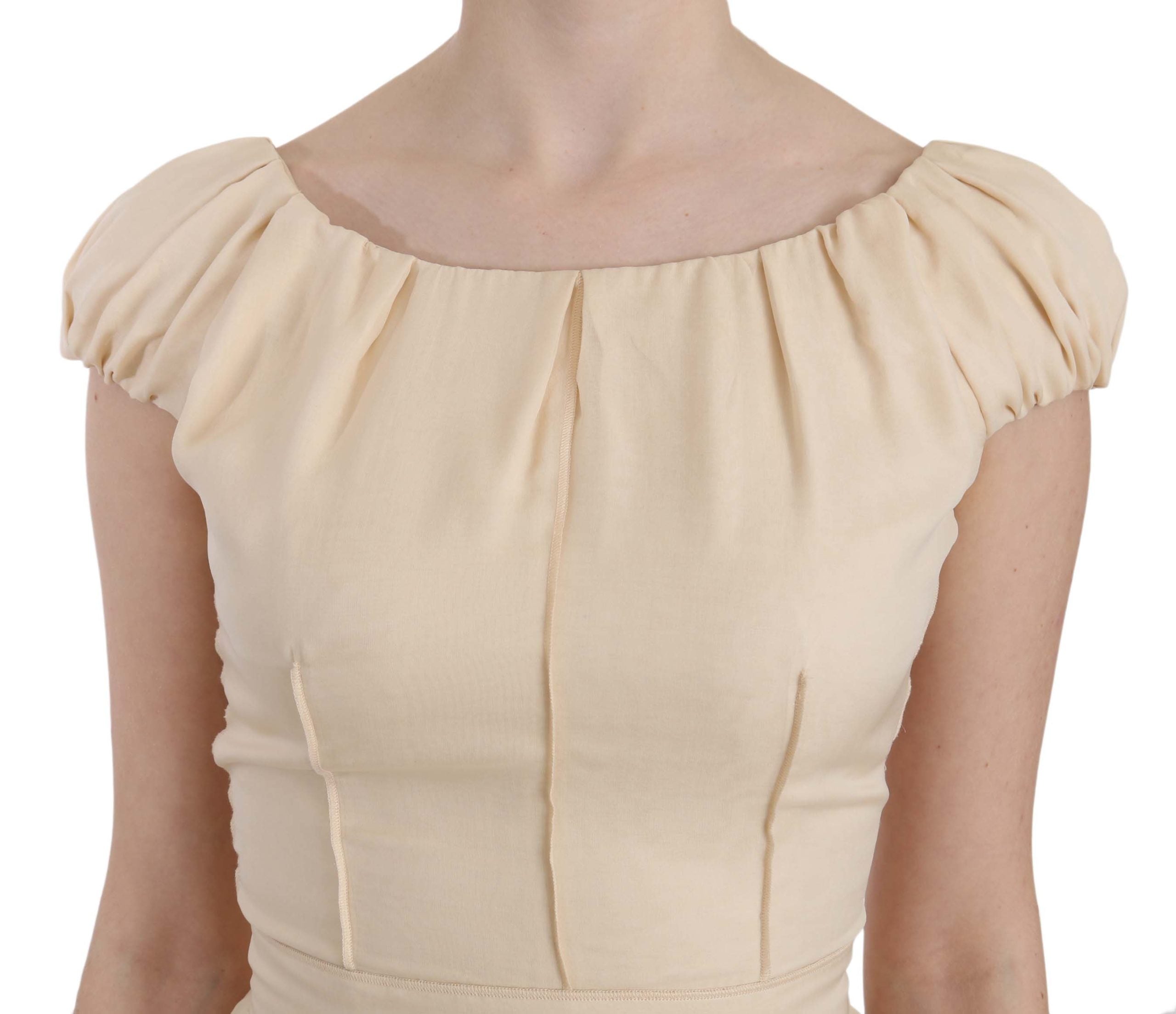 Dolce & Gabbana beige silk dress with hooded sleeves-3