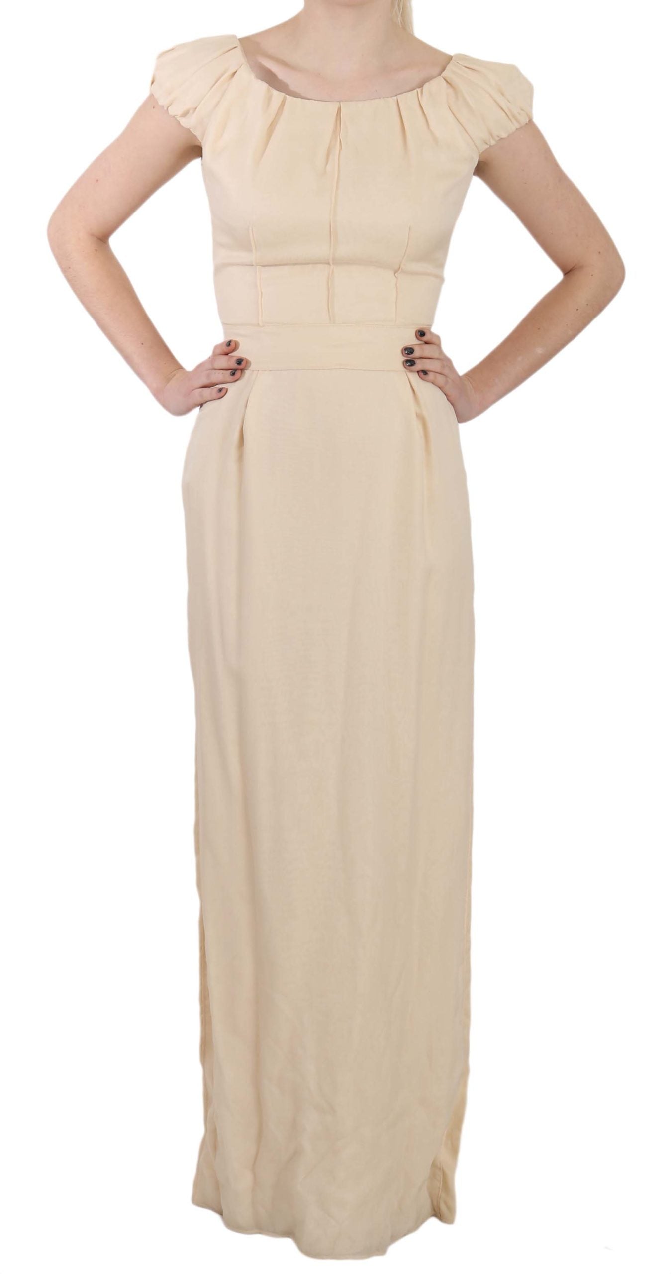 Dolce & Gabbana beige silk dress with hooded sleeves-1