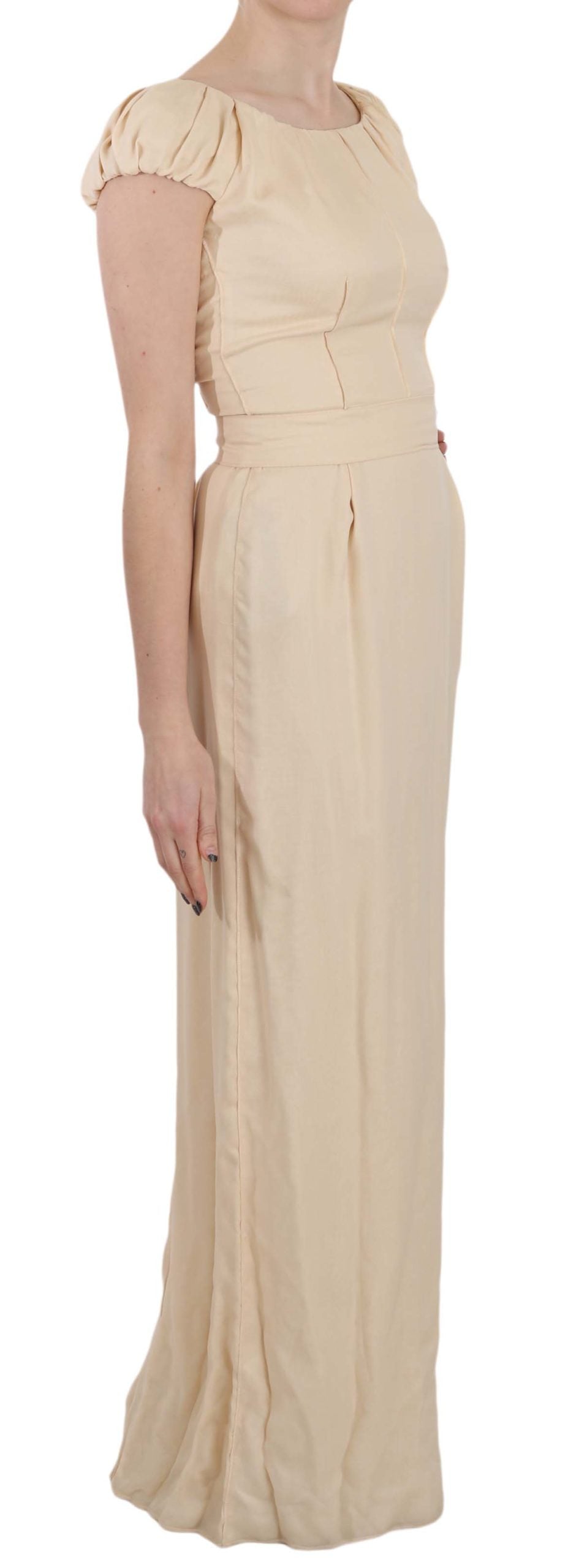 Dolce & Gabbana beige silk dress with hooded sleeves-4