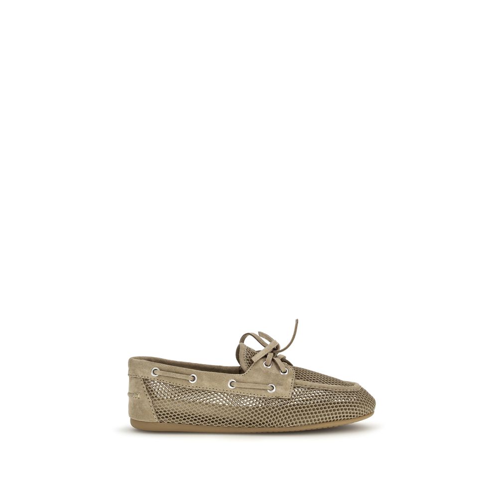 Miu Miu Beige Calf Leather Bos Taurus Slip-On Loafers-1