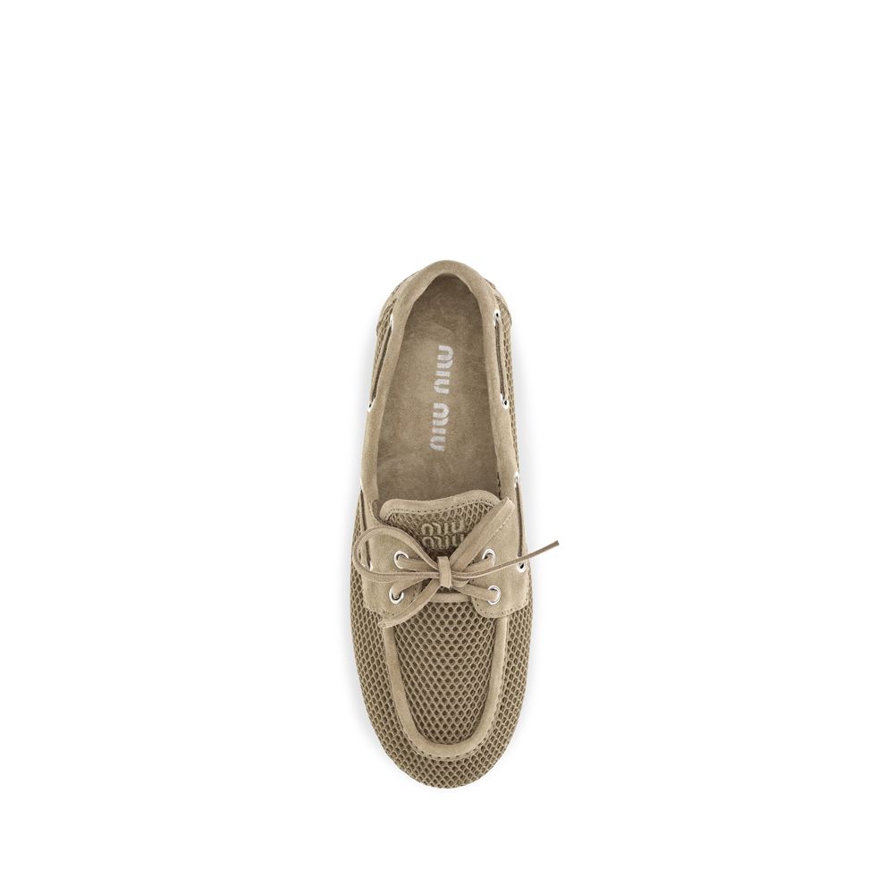 Miu Miu Beige Calf Leather Bos Taurus Slip-On Loafers-4