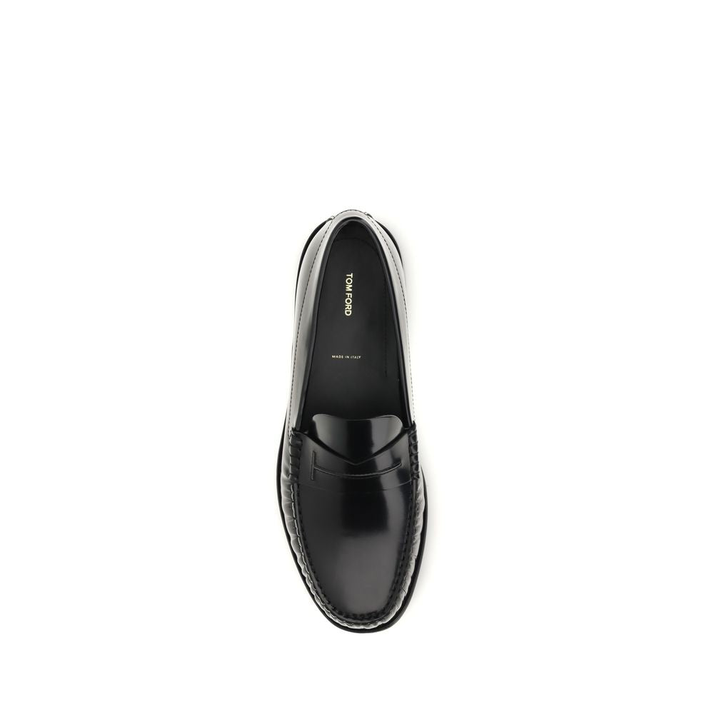 Tom Ford Black Bos Taurus Calfskin Slip-On Loafers-4
