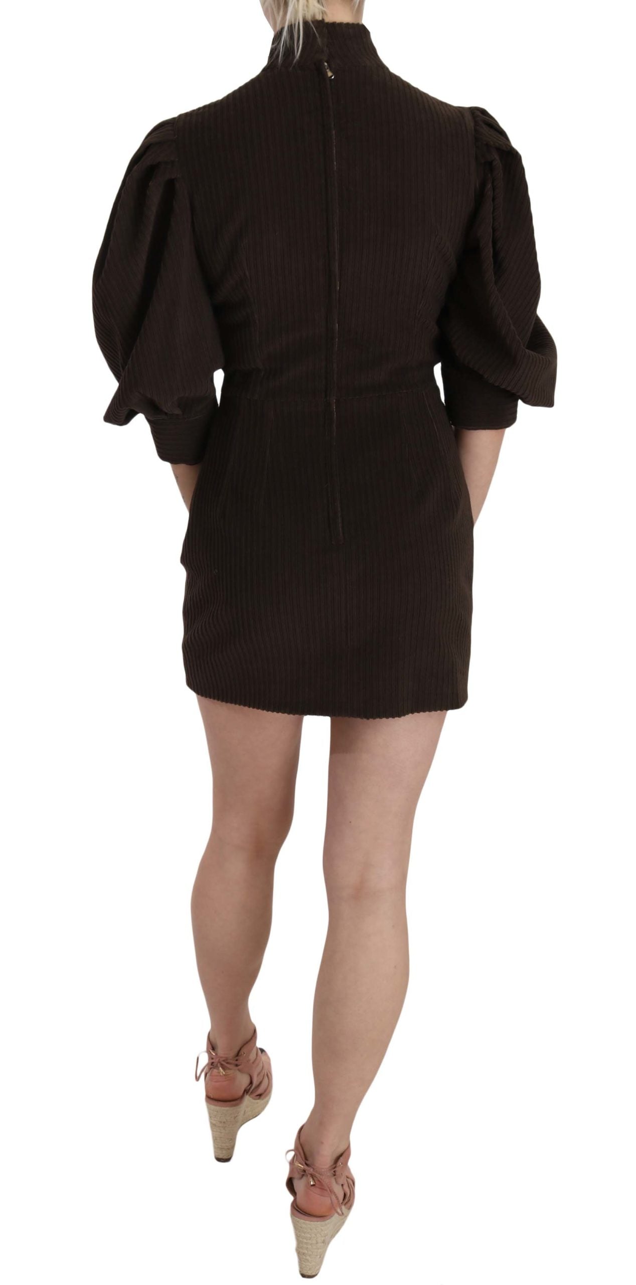 Dolce & Gabbana Brown Corduroy Cotton Bodycon Mini Dress-3