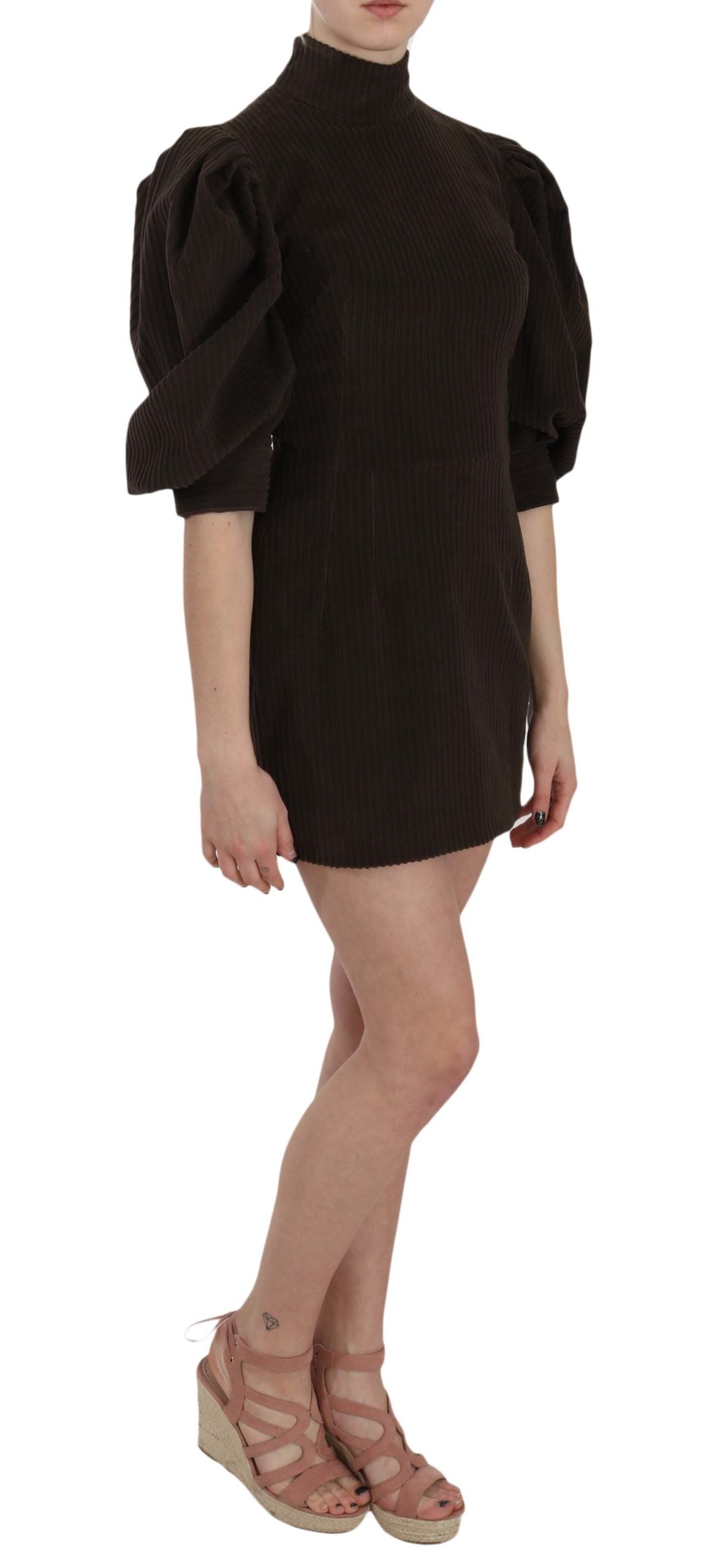 Dolce & Gabbana Brown Corduroy Cotton Bodycon Mini Dress-4