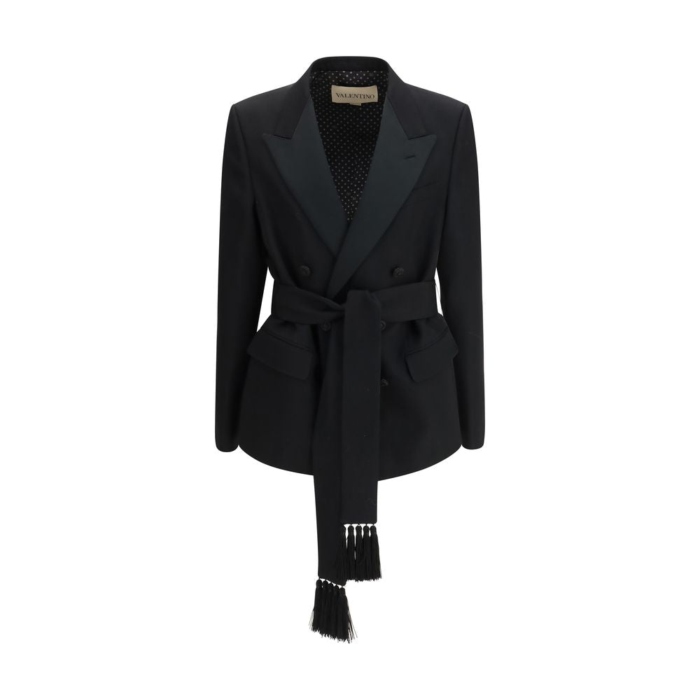 Valentino Schwarzer Blazer aus Fleece-Wolle-1