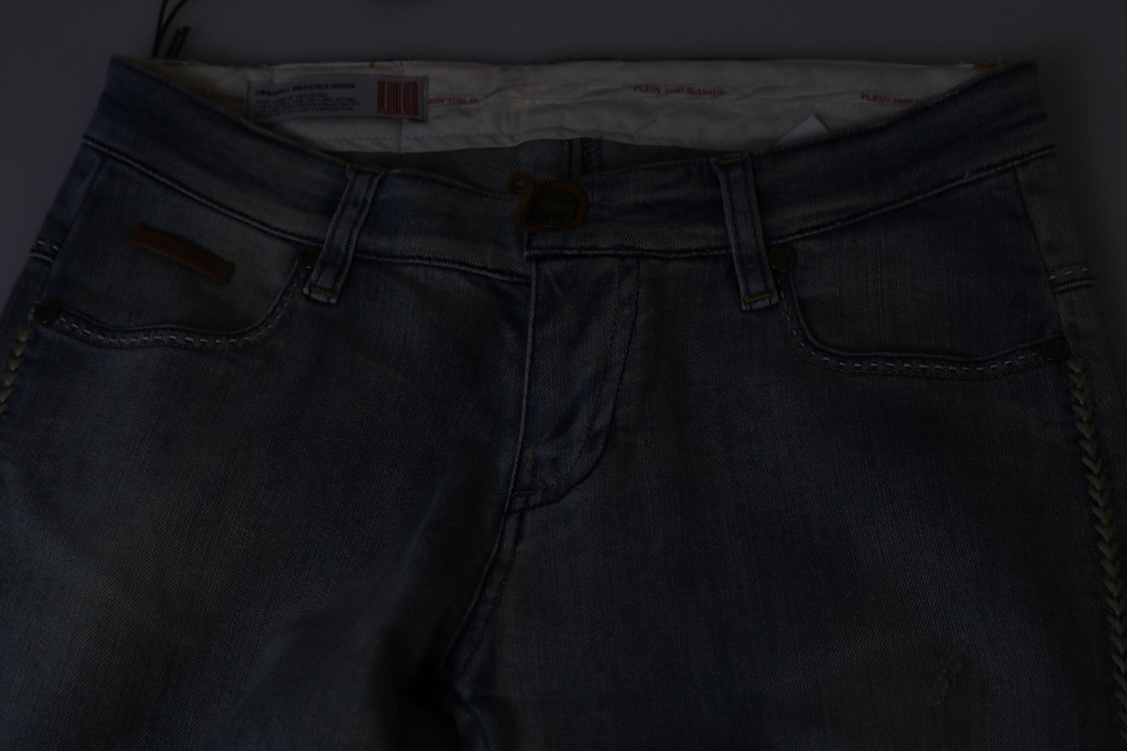 PLEIN SUD Light Blue Washed Mid-Rise Skinny Jeans-6