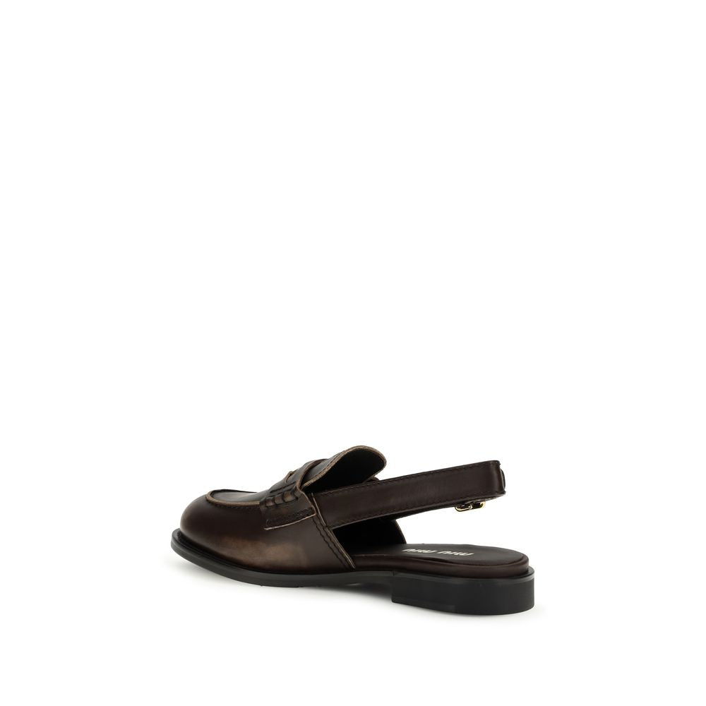 Miu Miu Brown Calfskin Bos Taurus Slip-on Loafers-3