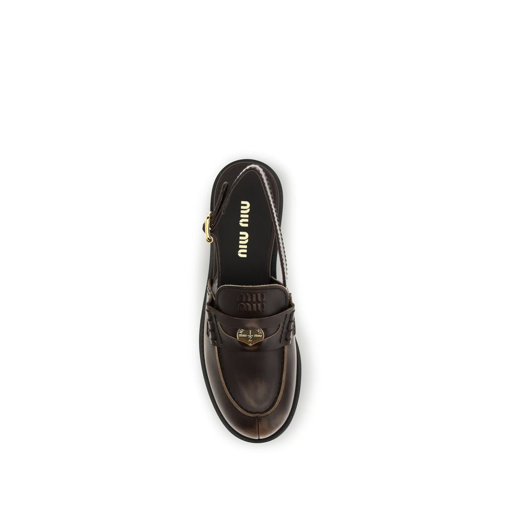Miu Miu Brown Calfskin Bos Taurus Slip-on Loafers-4
