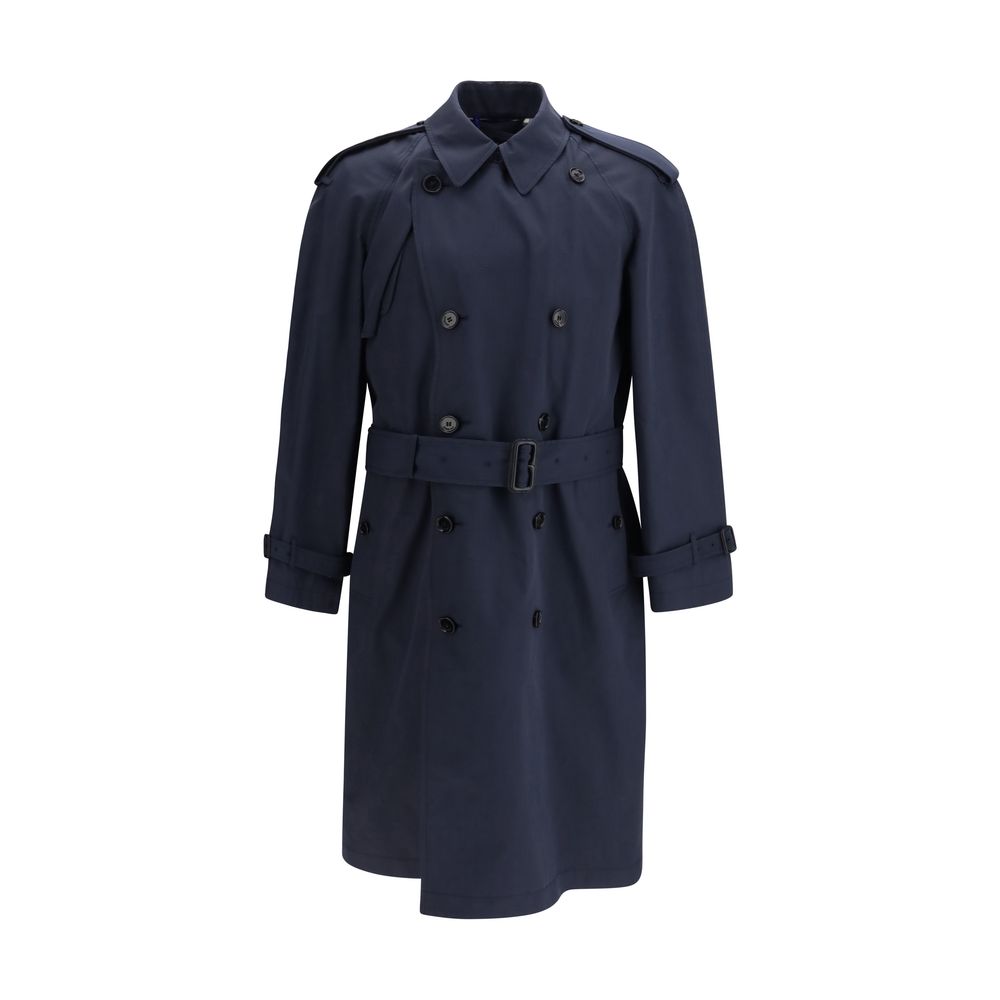 Burberry Blue Polyester Trench Coat-1