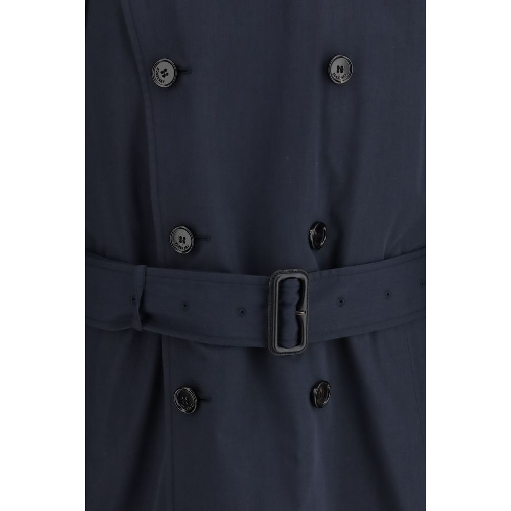 Burberry Blue Polyester Trench Coat-3