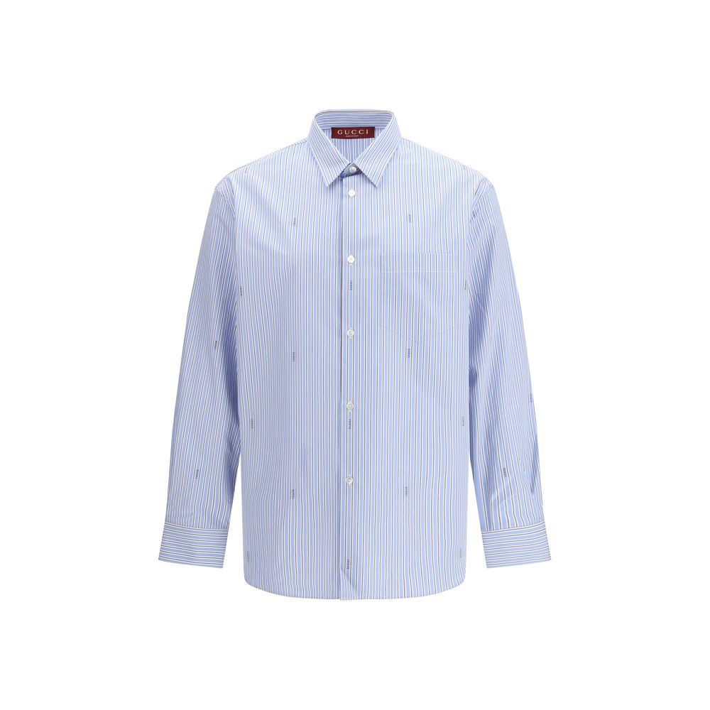 Gucci Blaues Baumwollhemd mit Muster-1