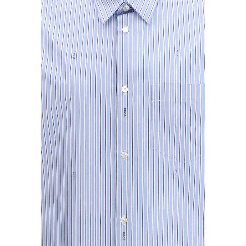 Gucci Blaues Baumwollhemd mit Muster-3