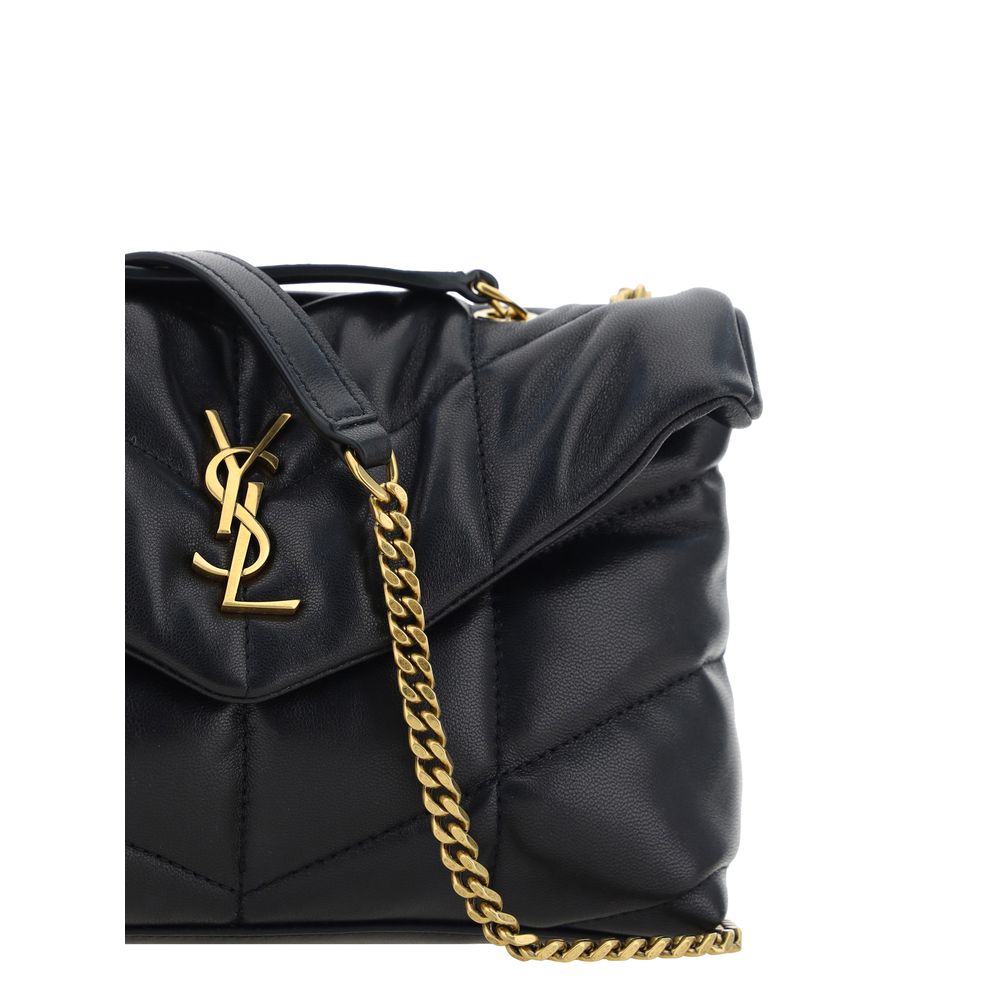 Saint Laurent Schwarze Lammleder Schultertasche Ovis Aries Aries-4