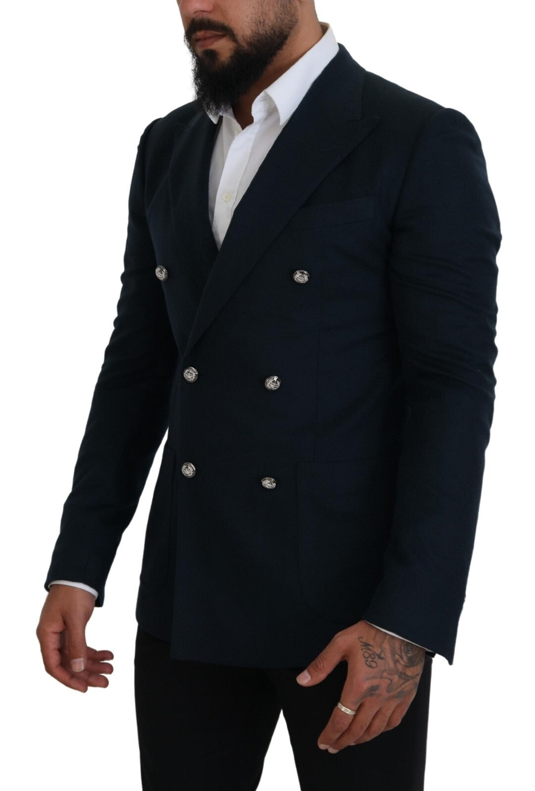 Dolce & Gabbana Blauer Zweireihiger Formaler Mantel-Blazer-3