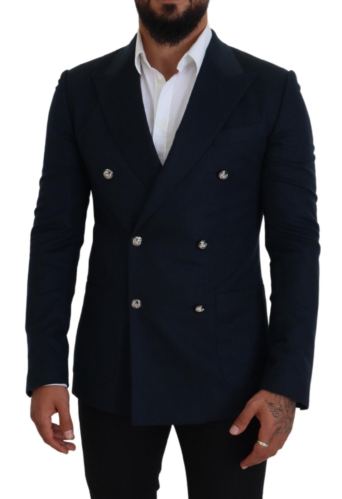 Dolce & Gabbana Blauer Zweireihiger Formaler Mantel-Blazer-6