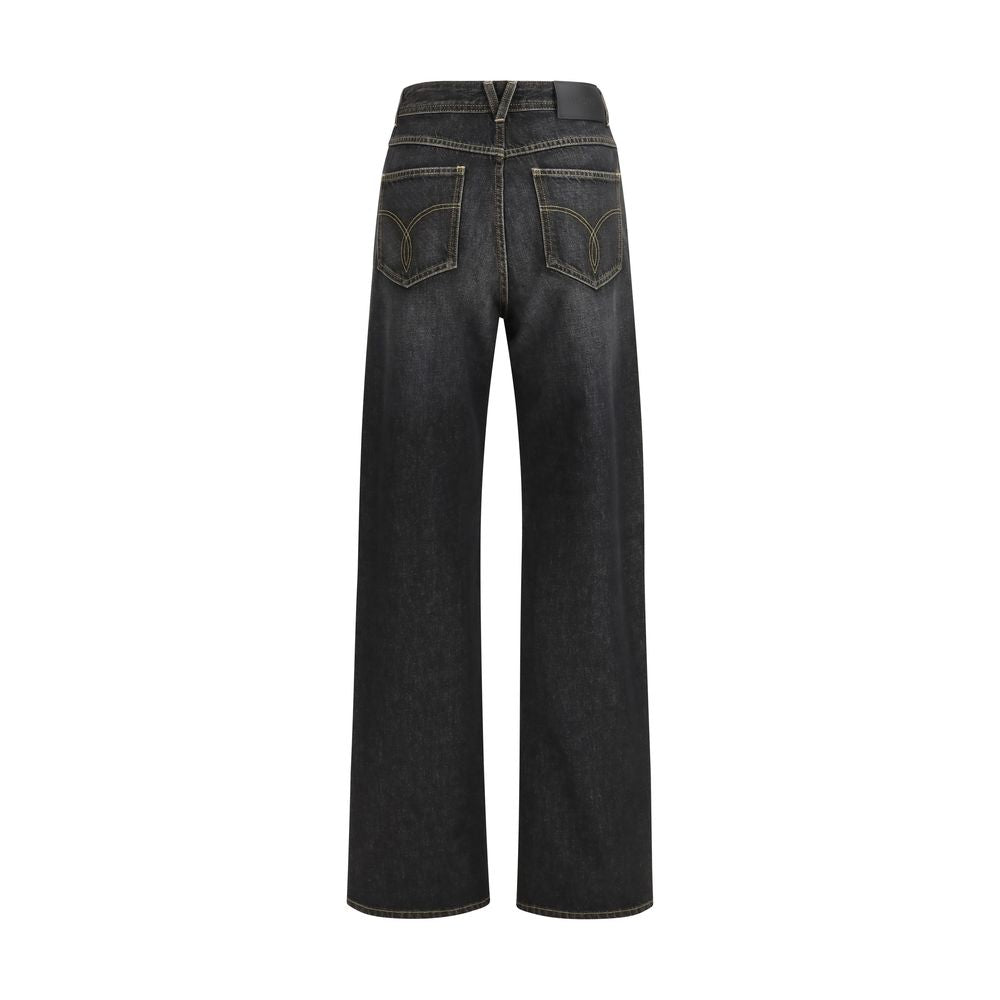Versace Black Straight-Leg Cotton Jeans-2