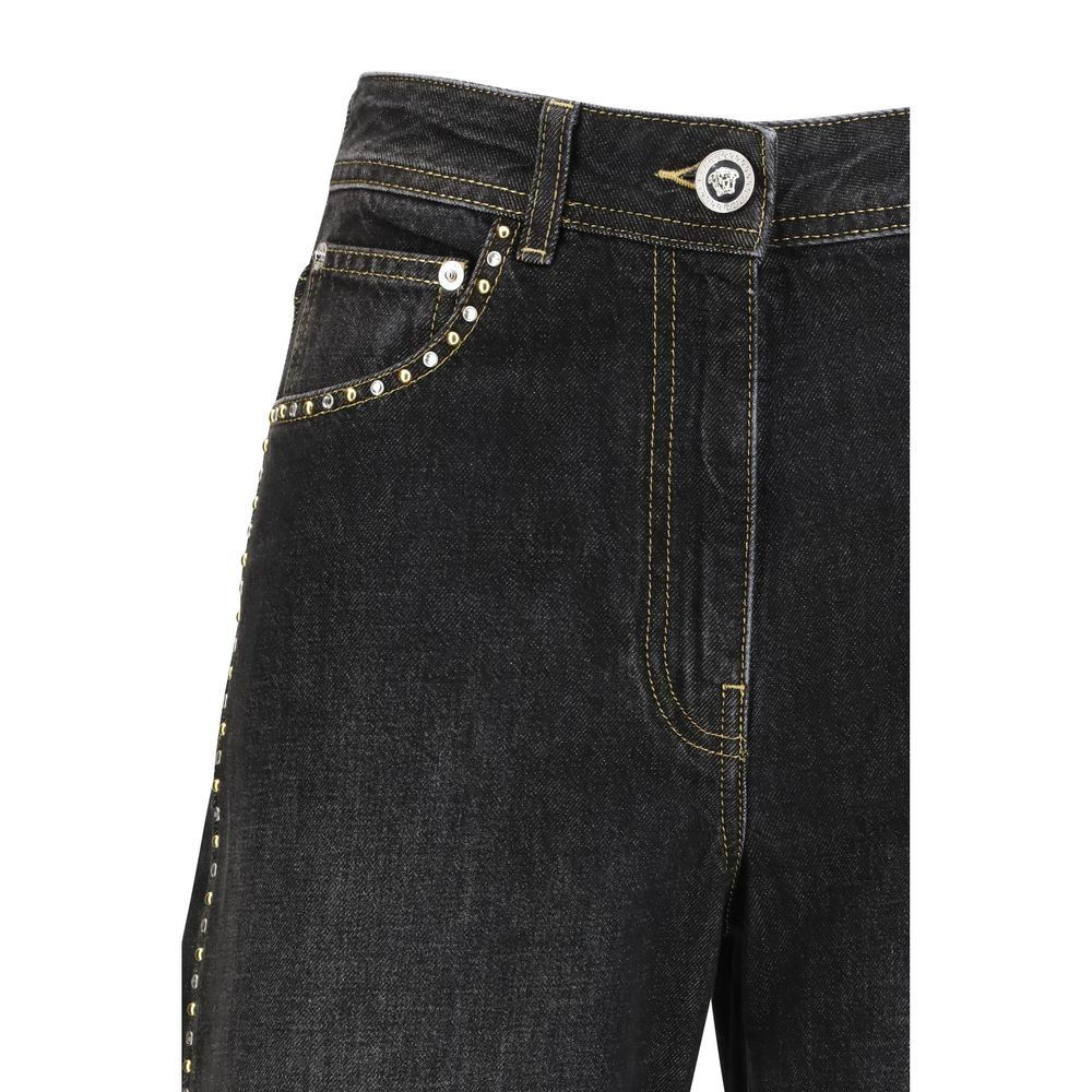 Versace Black Straight-Leg Cotton Jeans-3