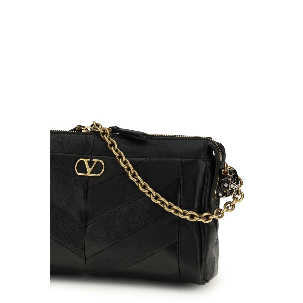 Valentino Garavani Schwarze Lammleder Schultertasche Ovis Aries Aries-4