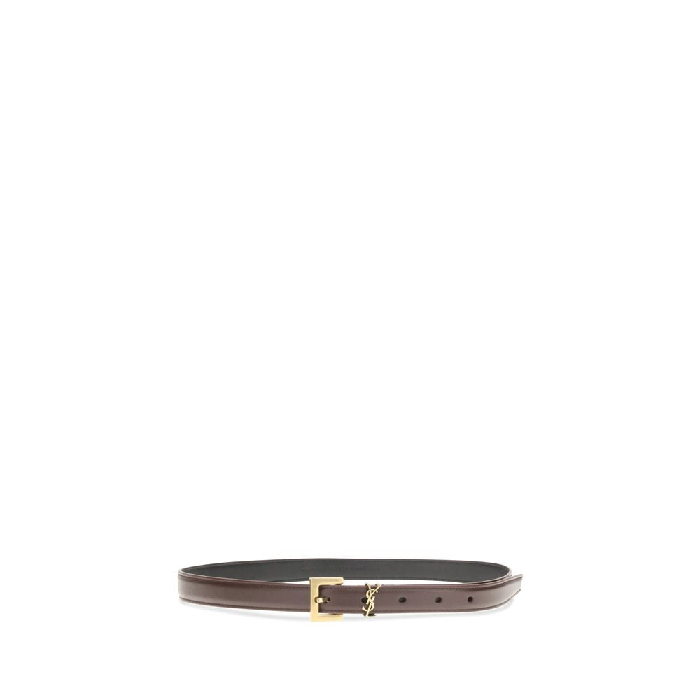 Saint Laurent Brauner Kalbsleder Bos Taurus Dünner Gürtel-2