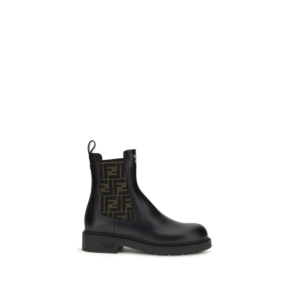 Fendi Black Calf Leather Ankle Boots Bos Taurus-1