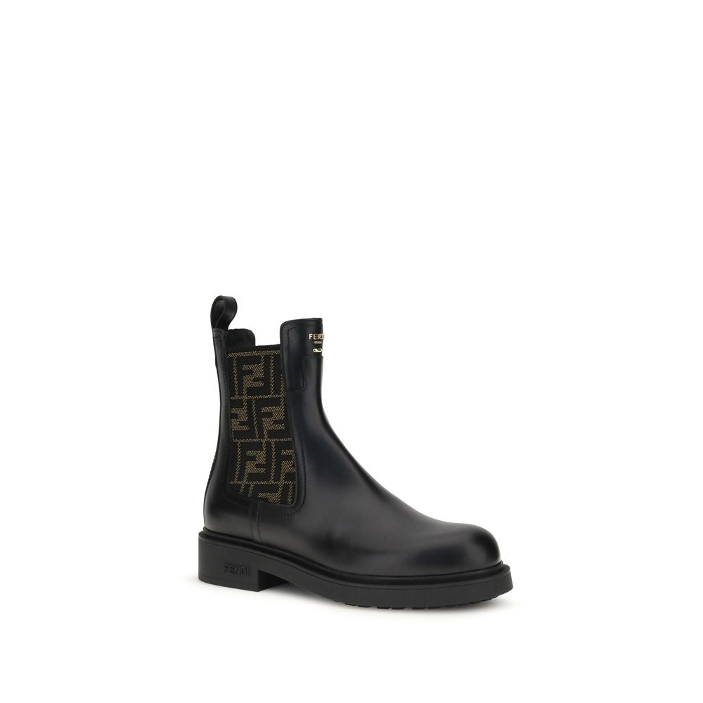 Fendi Black Calf Leather Ankle Boots Bos Taurus-2