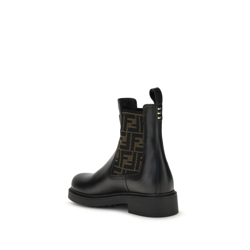 Fendi Black Calf Leather Ankle Boots Bos Taurus-3